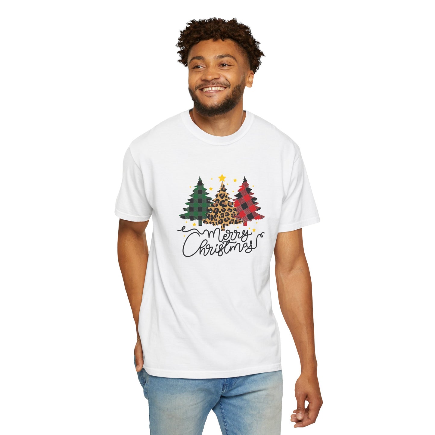 Merry Christmas, Trees - Unisex Garment-Dyed T-shirt - 10199