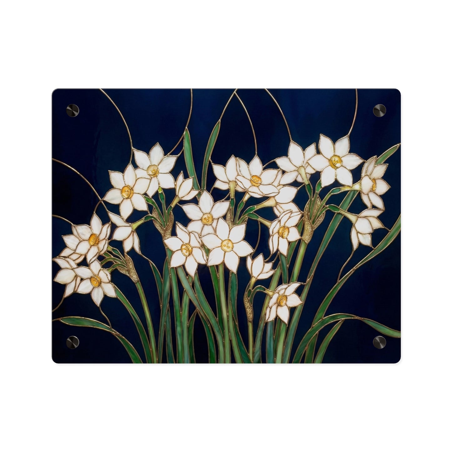 Whitepaper Narcissus Acrylic Wall Art Panel — (Floral Modern Decorative Plaque) - 14598