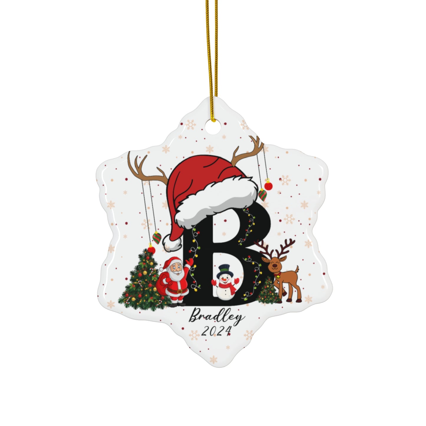 Christmas Letters With Names, Customizable - Ceramic Ornament, 4 Shapes - 10035