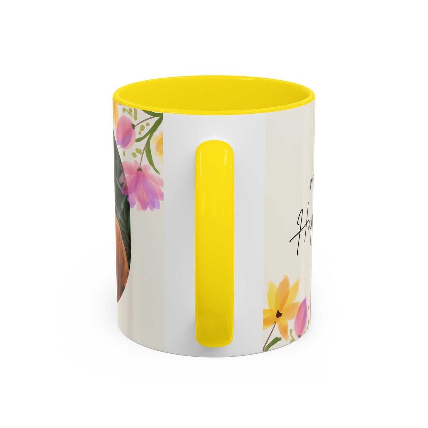 Mother's Day Accent Coffee Mug - Floral Design, Customized Photo - 12542