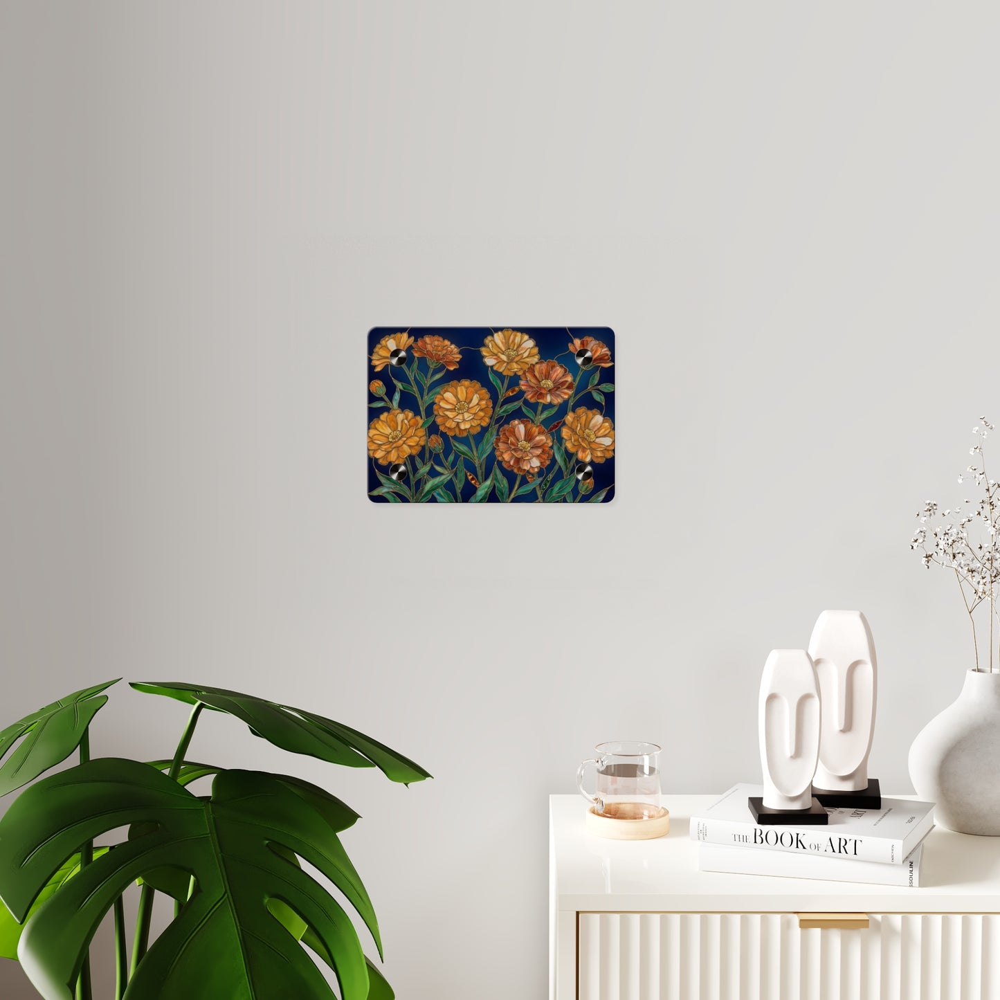 Marigold Bloom Acrylic Wall Art Panel — Botanical Floral Home Decor - 14608