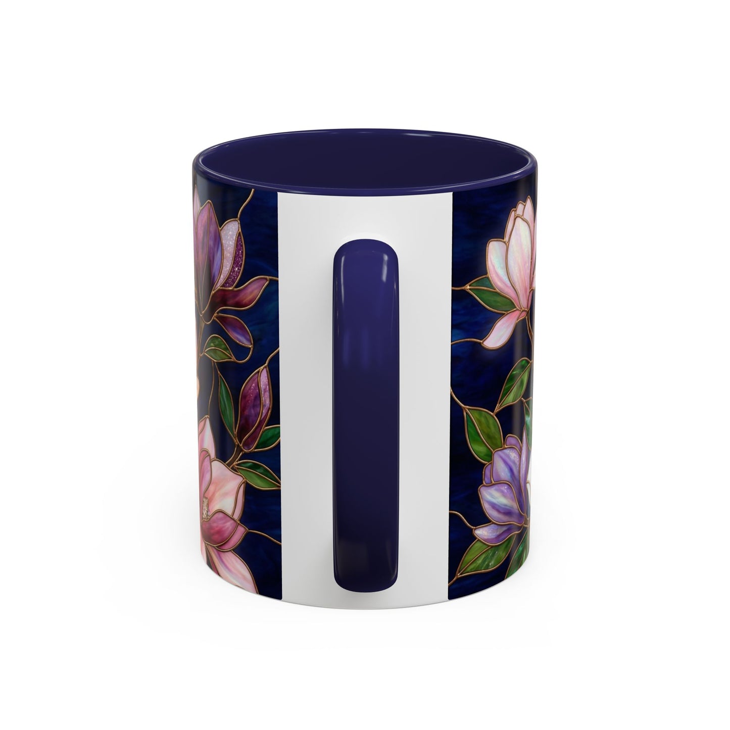 Magnolia Floral Accent Coffee Mug — Stained Glass Design (11/15 oz) - 14577