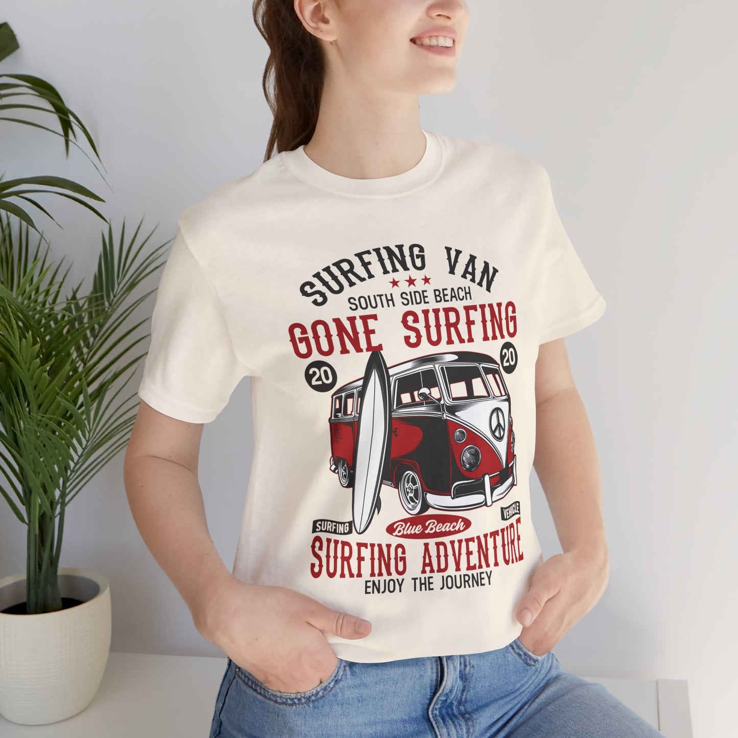 Surfing Van, Surfing Adventure - Unisex Jersey Short Sleeve Tee - 12613