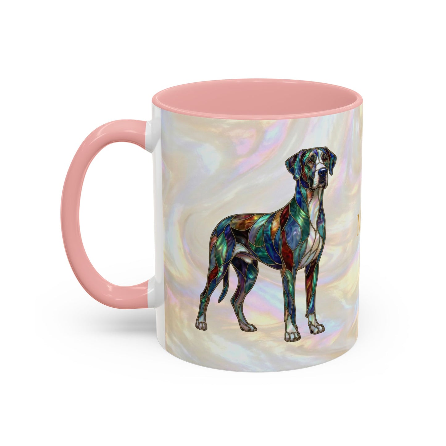 Personalized Great Dane Dog Mug — Stained Glass Design (11/15 oz) - 14550
