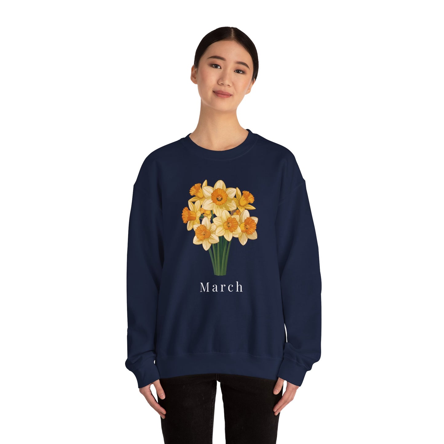 March Birth Flower Daffodil Bouquet Sweatshirt – Floral Birthday Gift Crewneck - 14823