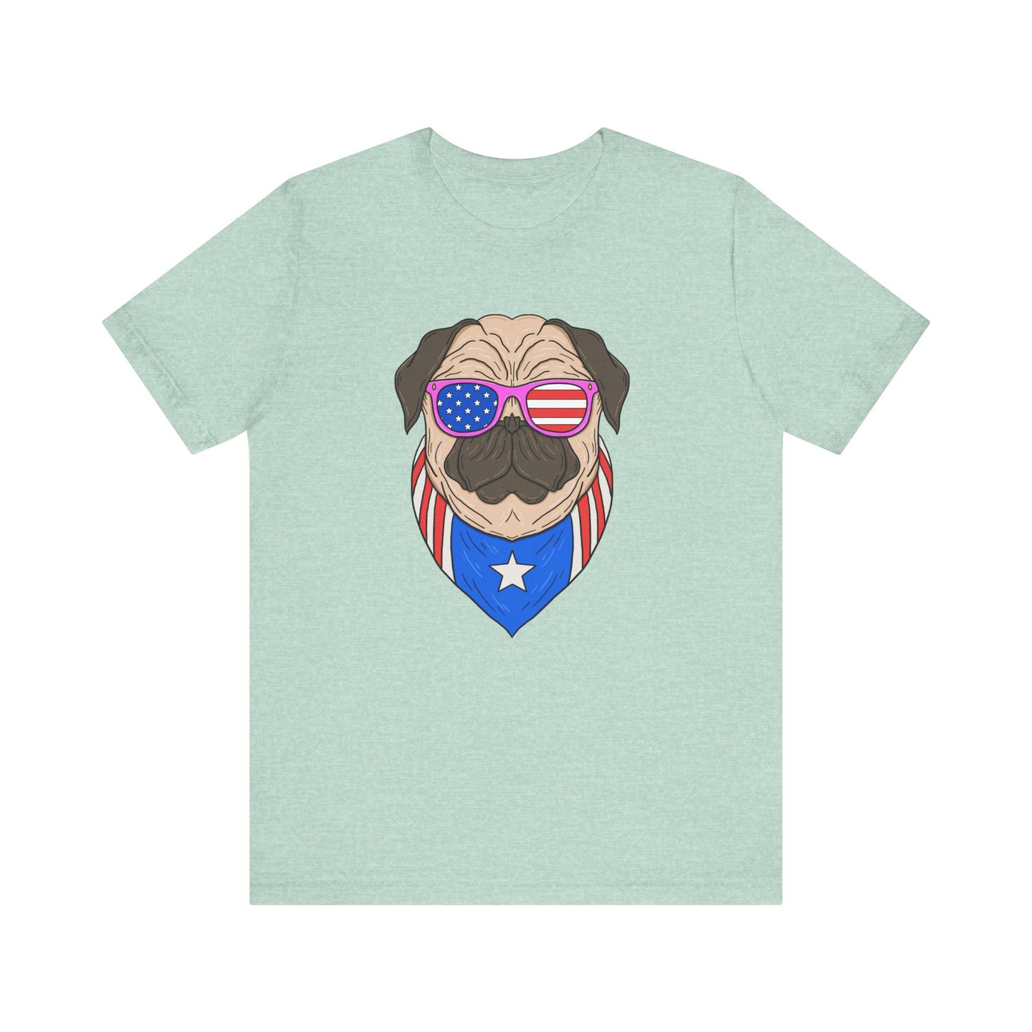 Patriotic Pug Tee, Independence Day T-Shirt, Dog Lovers Gift, Summer Casual Wear, Fun Family Outing Shirt - 13733