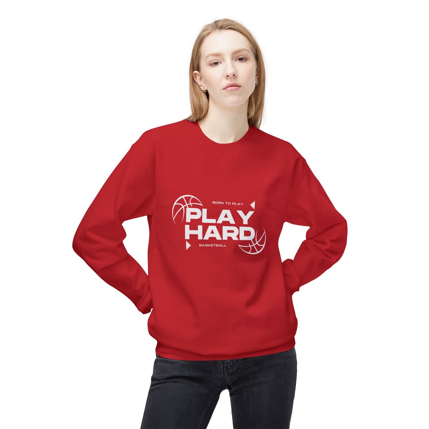 Play Hard Basketball - Unisex Midweight Softstyle Fleece Crewneck Sweatshirt - 10674