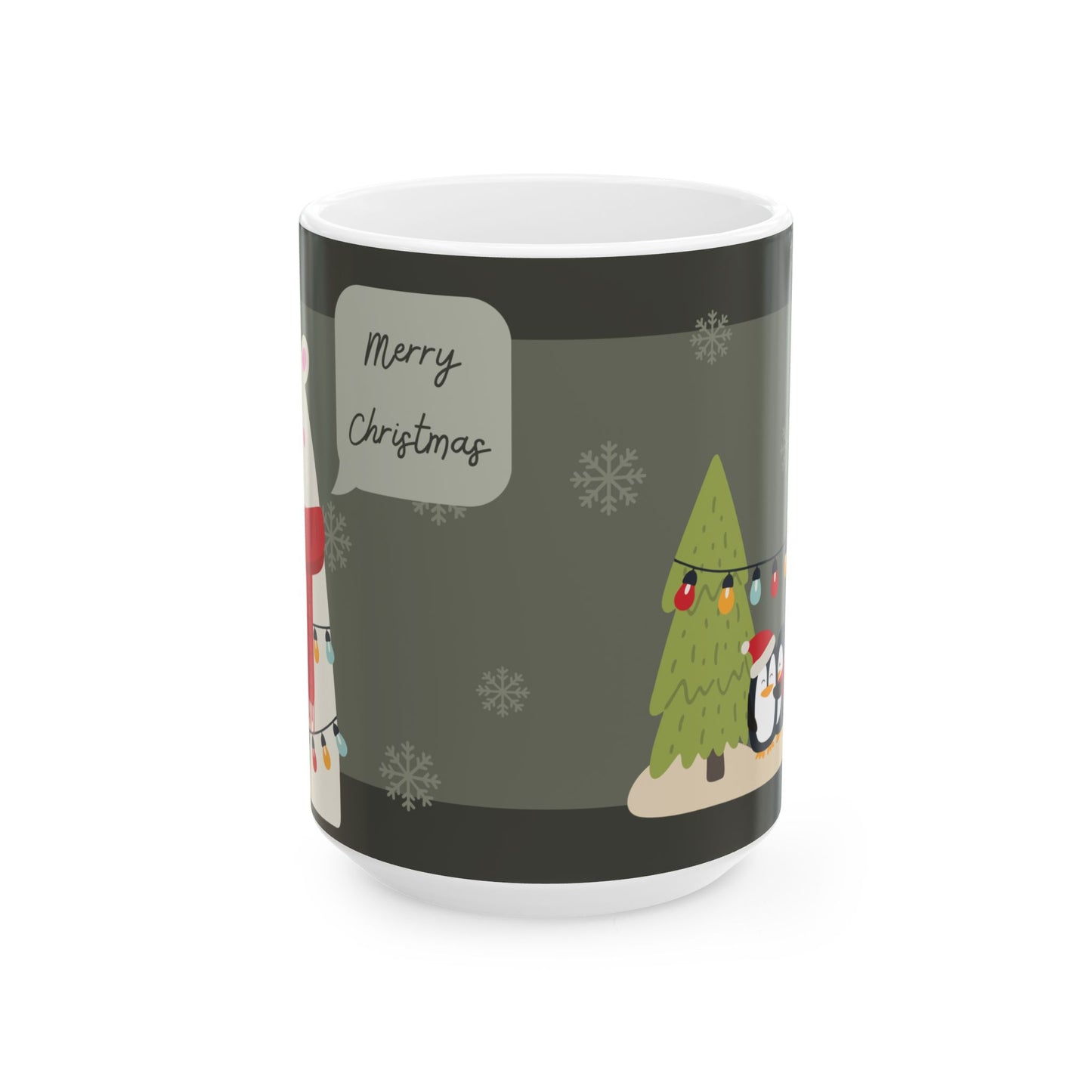 Dog & Penguins, Merry Christmas - Ceramic Mug, (11oz, 15oz) - 10912