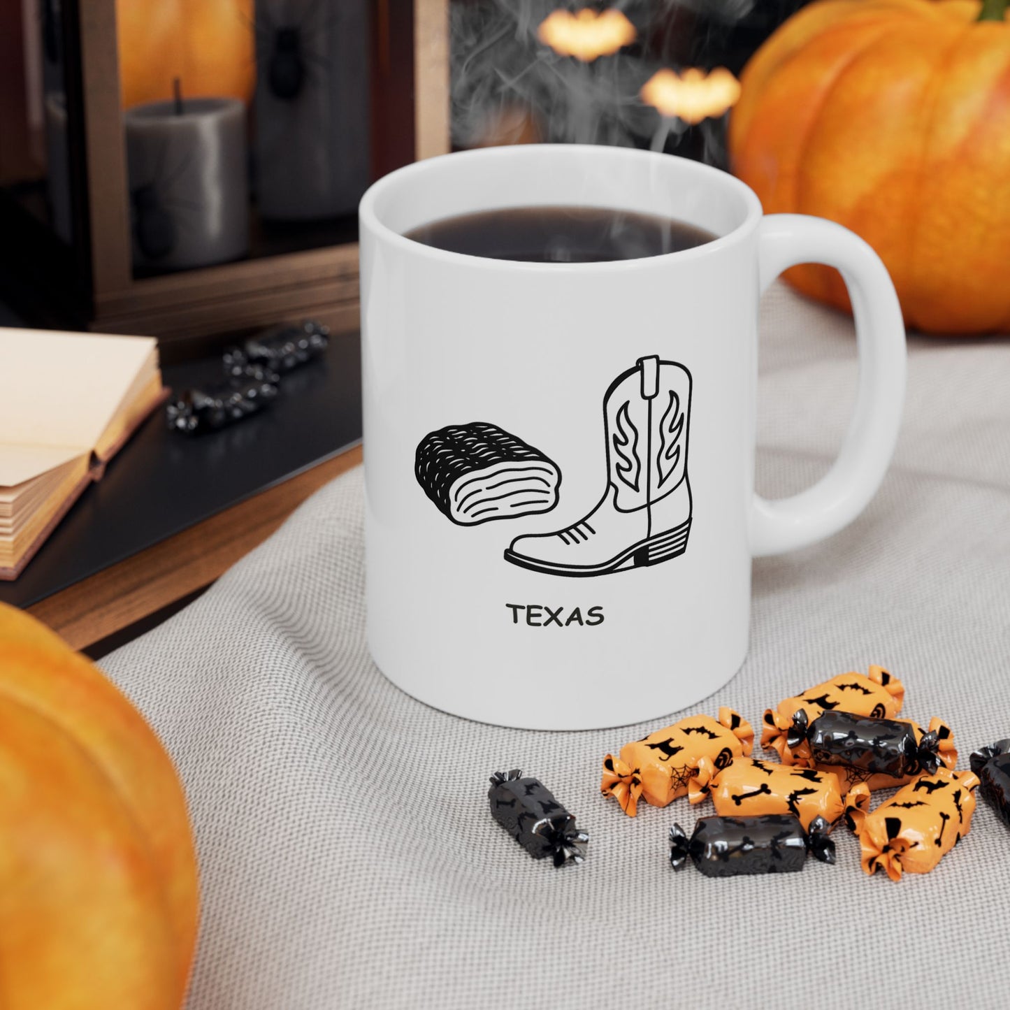 "Texas: Where ‘brisket’ is a food group and ‘cowboy boots’ are a lifestyle." Ceramic Mug - 11oz & 15oz - 12771