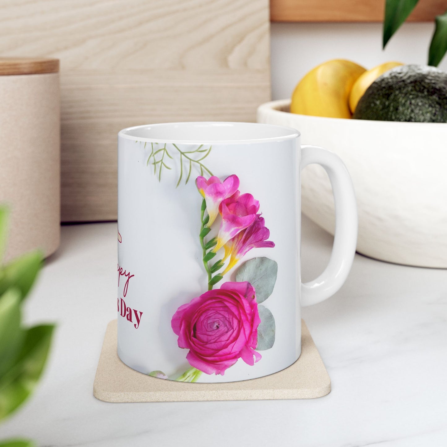 Happy Mother's Day Floral Ceramic Mug - Perfect Gift for Moms - 12278