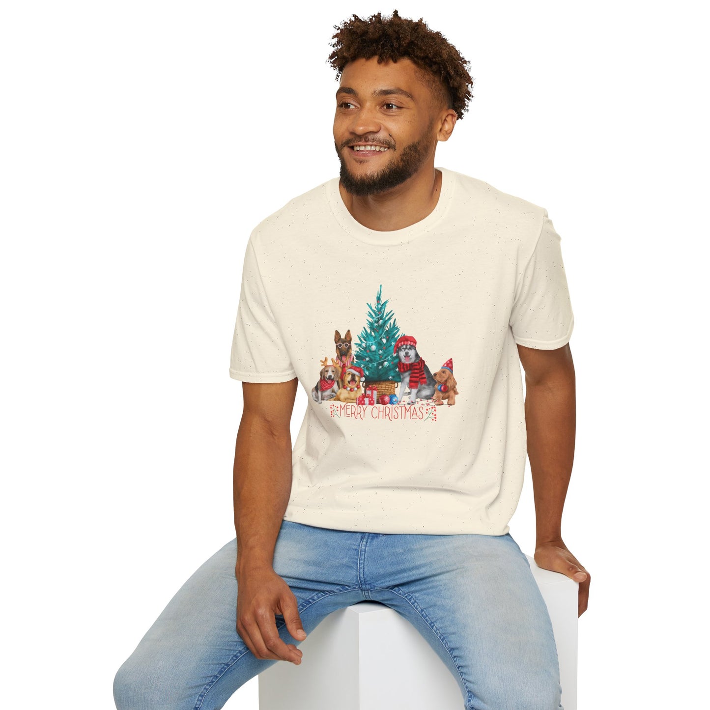 Dogs, Merry Christmas - Unisex Softstyle T-Shirt - 10281