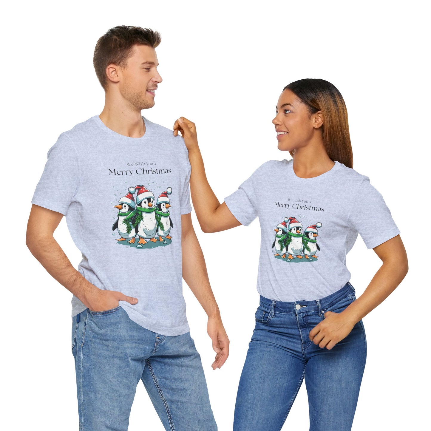 Penguins, We Wish You A Merry Christmas - Unisex Jersey Short Sleeve Tee - 10198