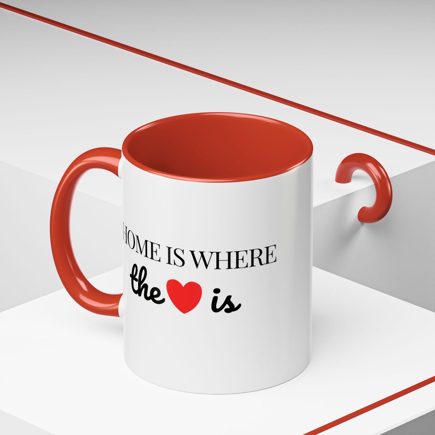 "Home is Where the Heart is" Coffee Mug —  Minimal Accent Ceramic Mug (11/15oz) - 14684
