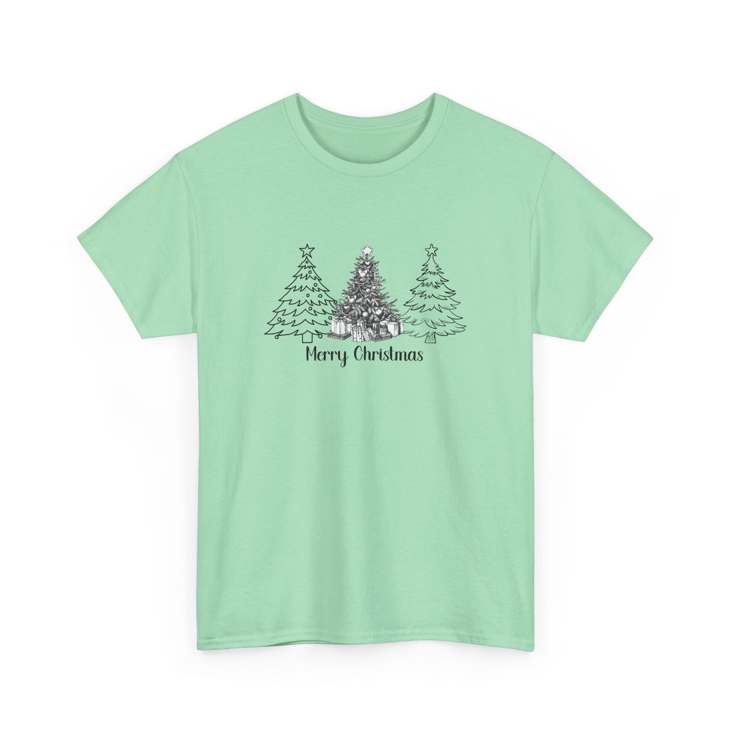 Merry Christmas, Trees - Unisex Heavy Cotton Tee - 10112