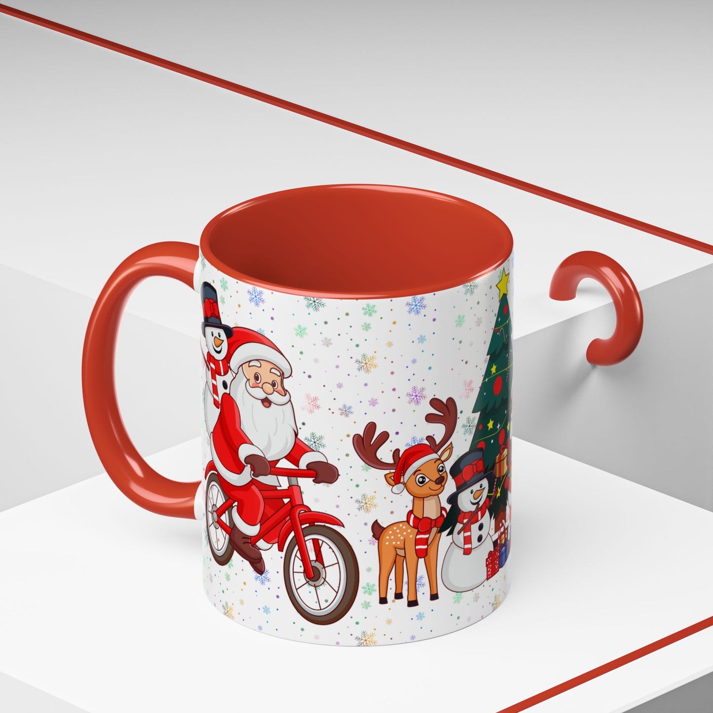 Christmas Party, Santa, Snowman & Reindeer - Accent Coffee Mug (11, 15oz) - 10429