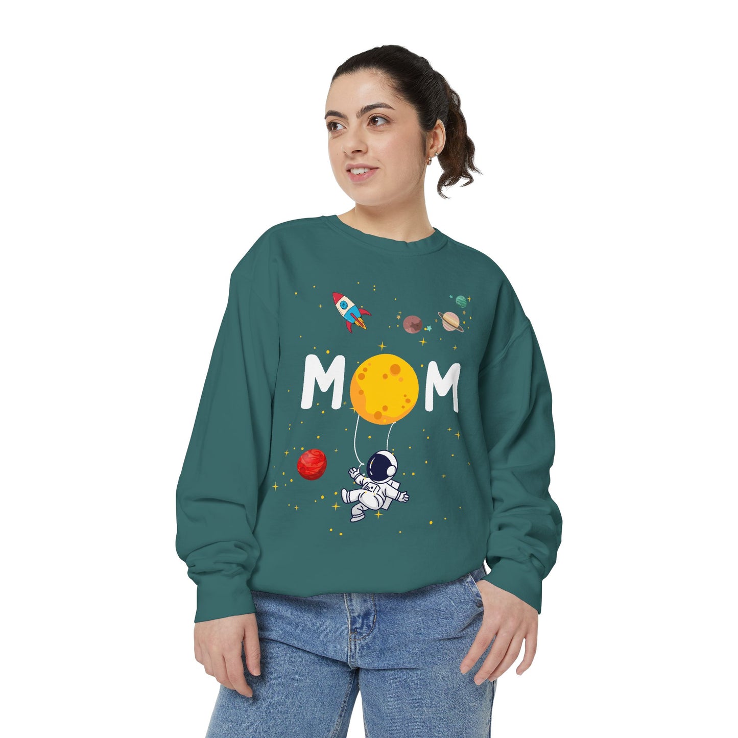 Astronaut Mom Garment-Dyed Sweatshirt | Space-Themed Gift for Mothers - 11838