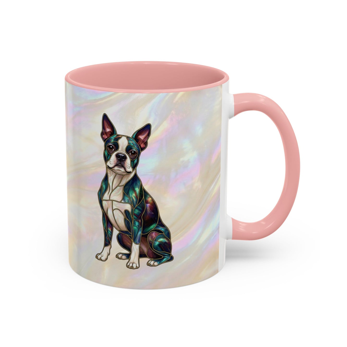 Boston Terrier Accent Coffee Mug — Stained Glass Design (11/15 oz) - 14620