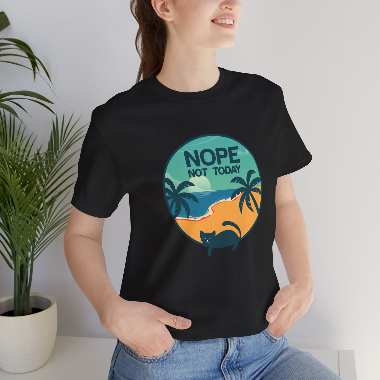 Cat: Nope Not Today - Unisex Jersey Short Sleeve Tee