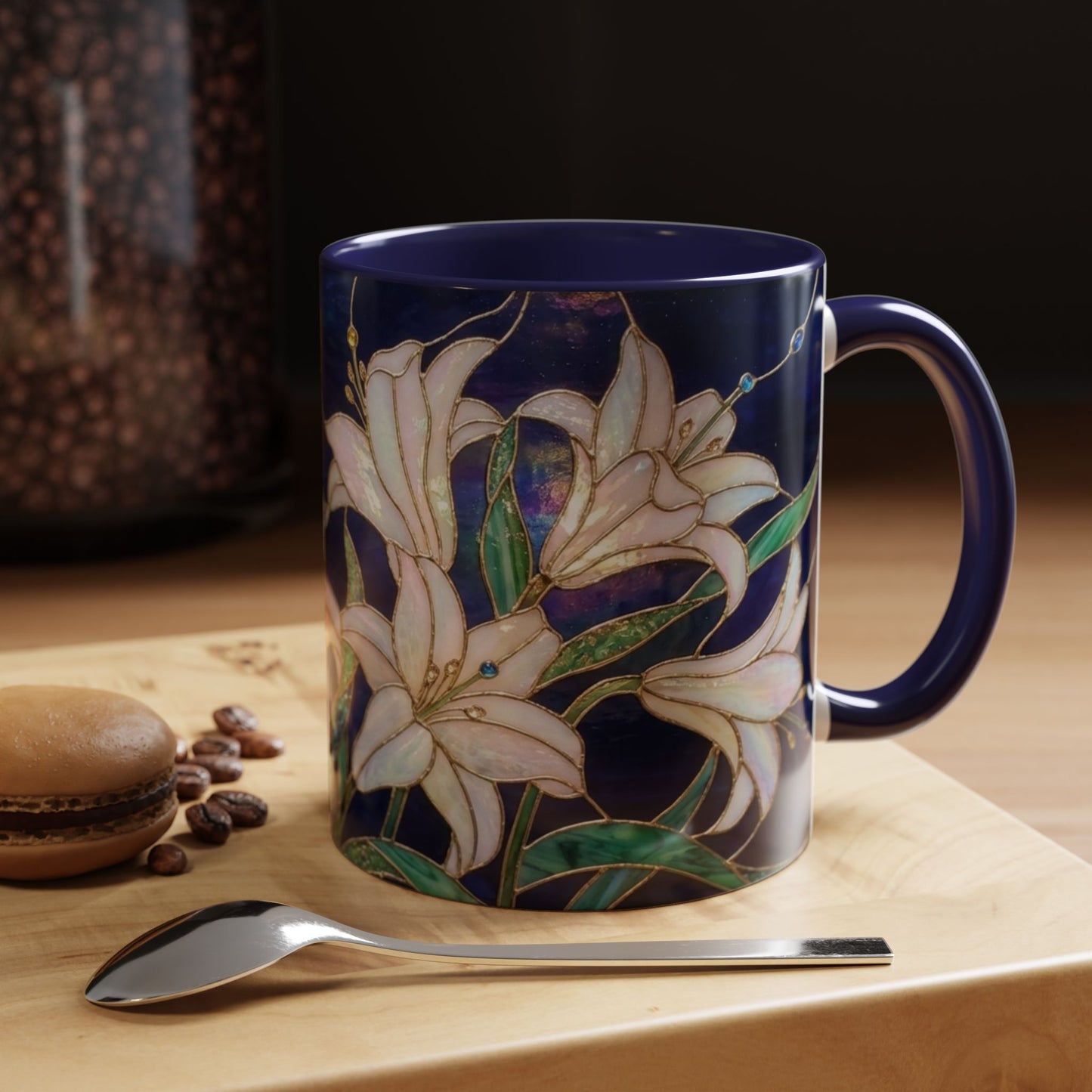 Lily Floral Accent Coffee Mug — Stained Glass Style 11/15oz - 14575
