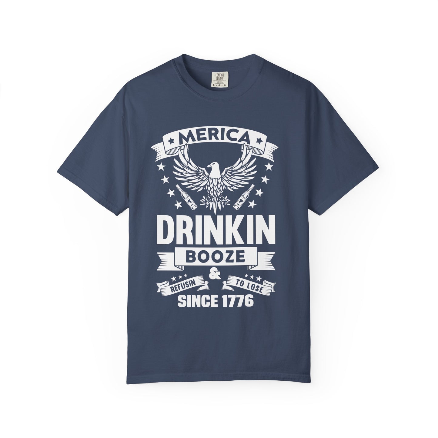 Patriotic Graphic Tee, Unisex Vintage T-shirt, Amerca Drinking Booze Shirt, Independence Day Gift, Casual Wear, Freedom Fashion - 13788