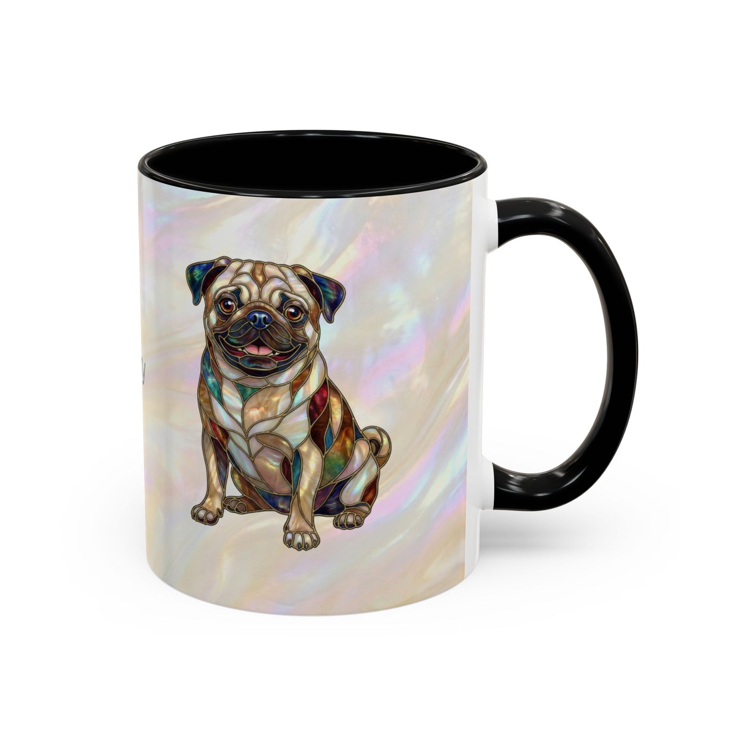 Personalized Pug Accent Coffee Mug –  Stained Glass Design (11/15oz) - 14547
