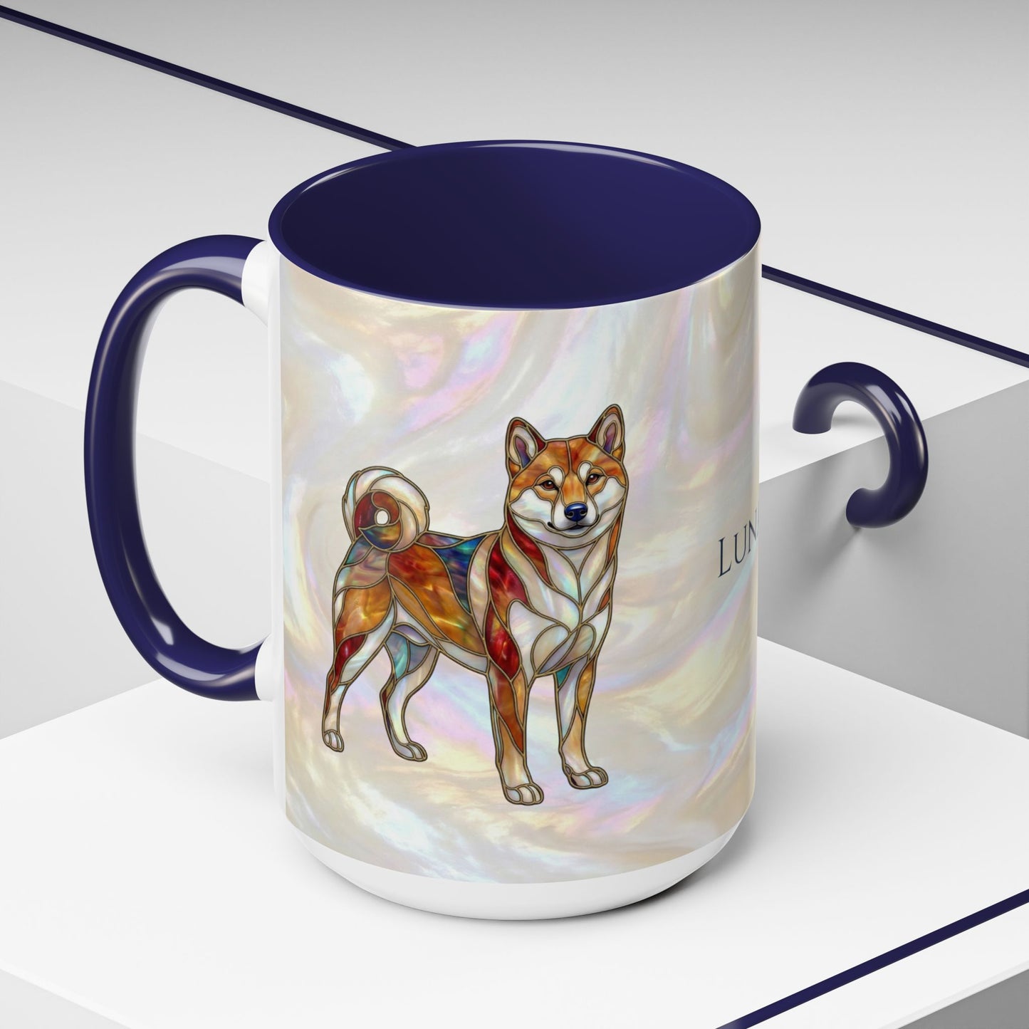Shiba Inu Accent Coffee Mug – Stained Glass Design 11/15oz - 14646