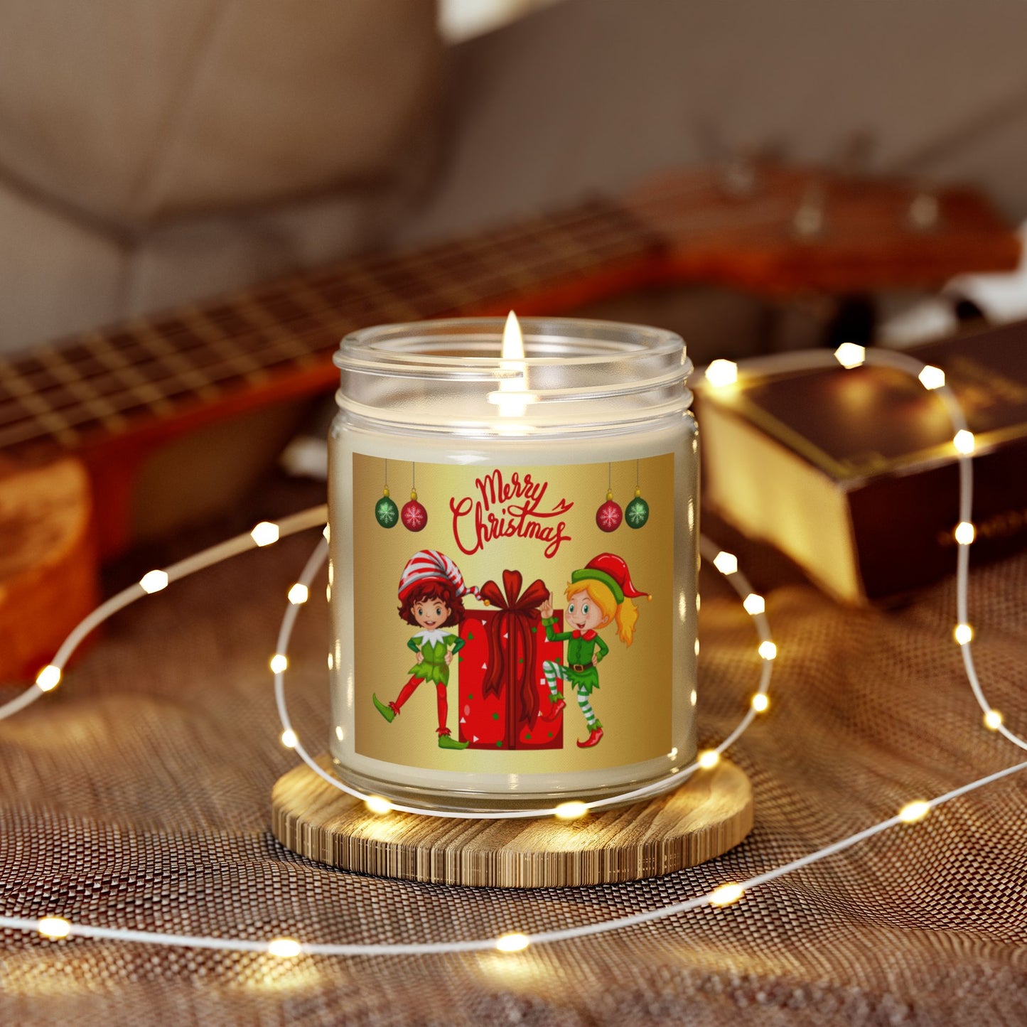 Merry Christmas - Scented Candles, Coconut Apricot Wax (4oz, 9oz)