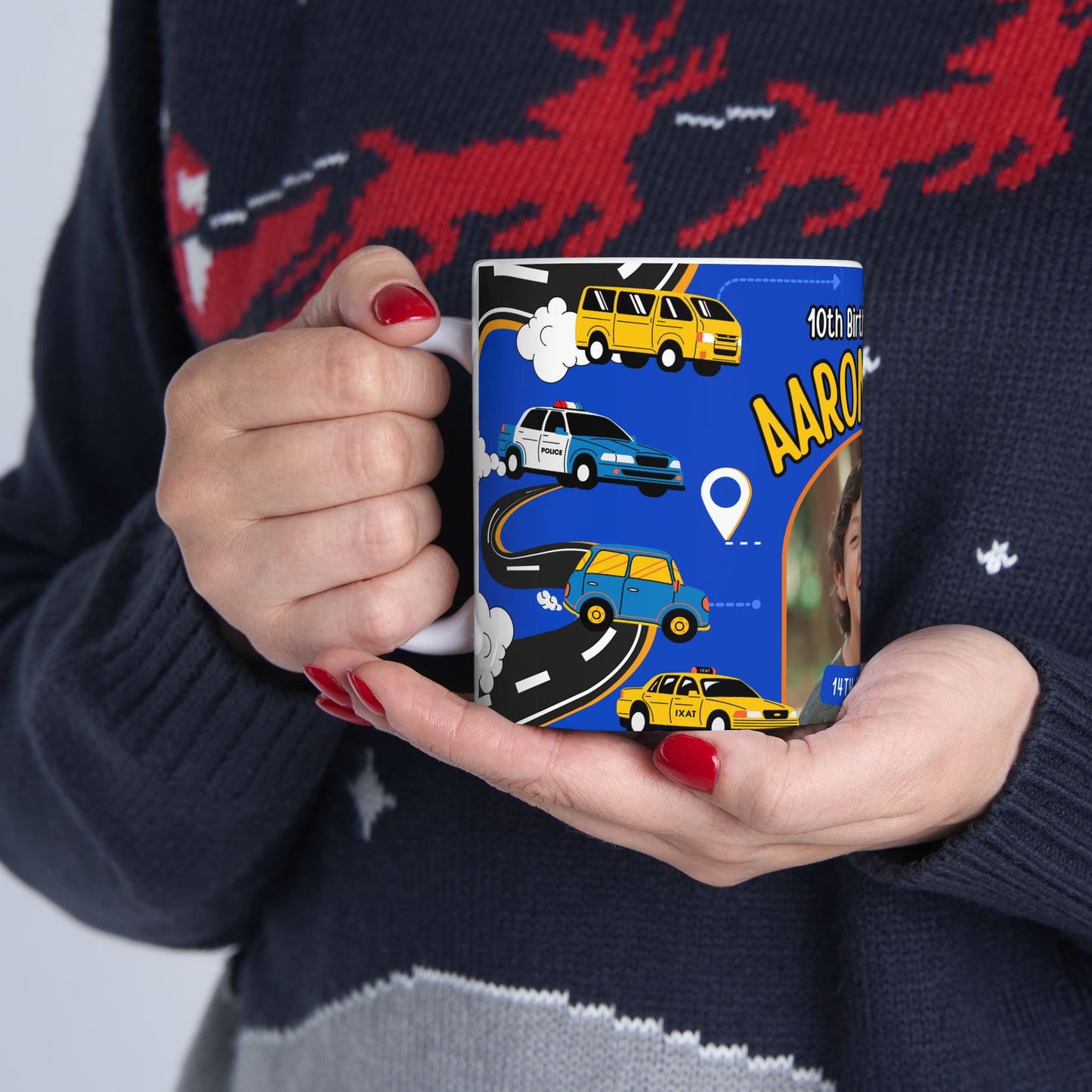 Happy Birthday, Car-Loving Boy, Details Customizable - Ceramic Mug, (11oz, 15oz) - 11236