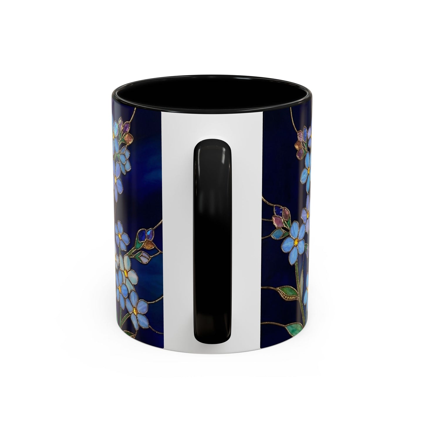 Forget-Me-Not Accent Coffee Mug — Stained Glass Design (11/15 oz) - 14564