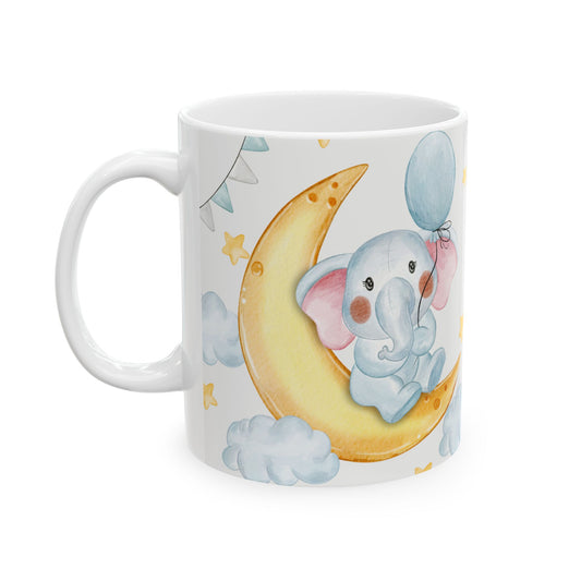 Happy Birthday Elephant Ceramic Mug | Custom Gift For Kids, Cute Animal Mug, Kids Birthday - 13954