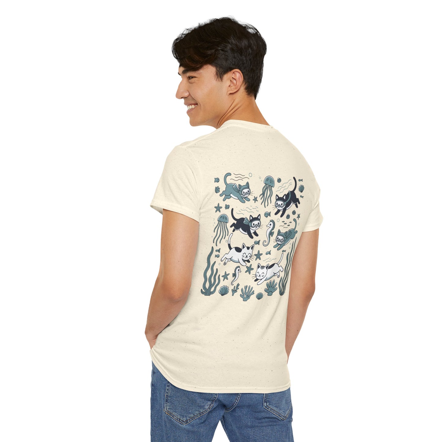 Sea Cats T-Shirt — Cute Underwater Cat Graphic Tee, Ocean Cat Lover Gift - 14869