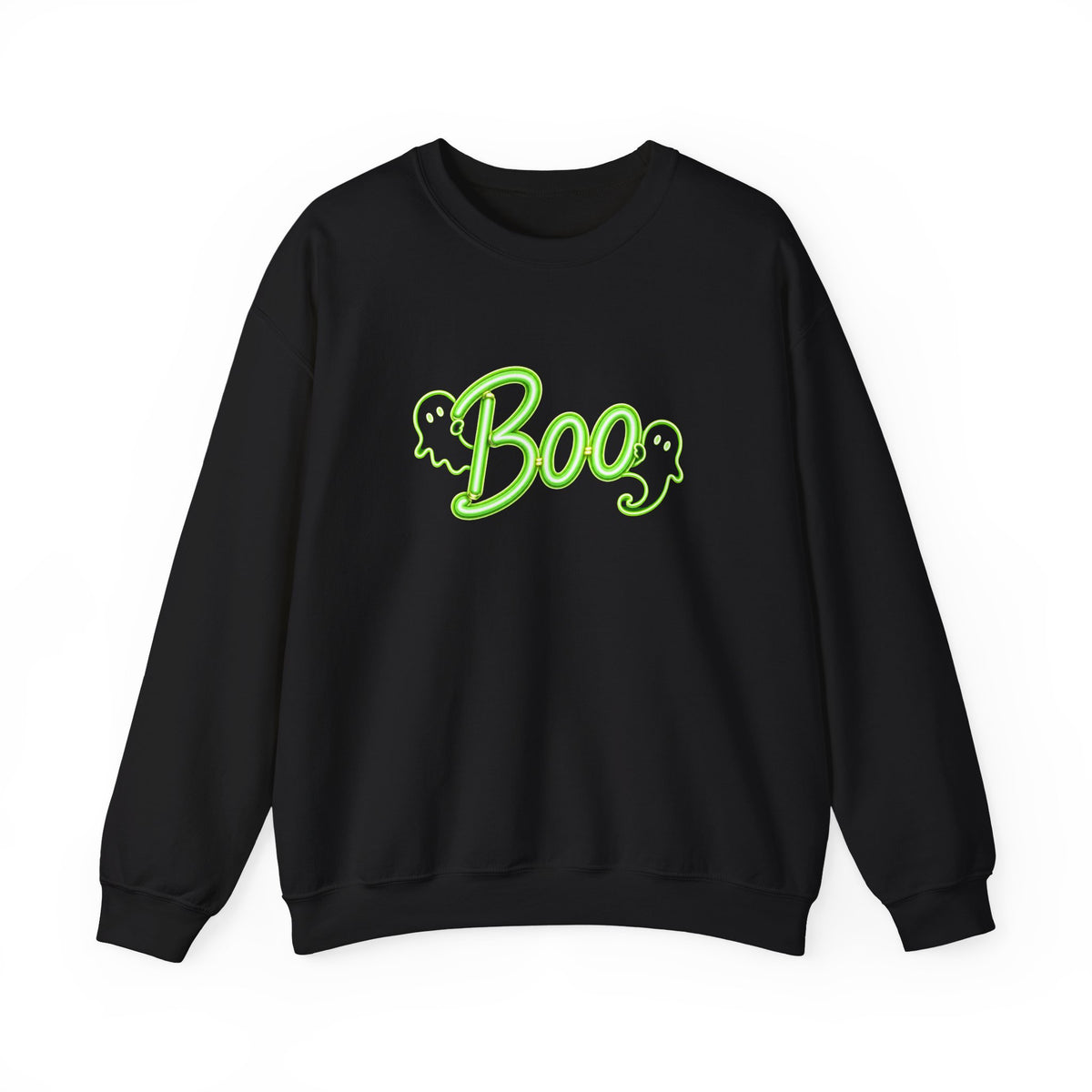 Neon Boo Halloween Sweatshirt, Cute Ghost Crewneck - 14517
