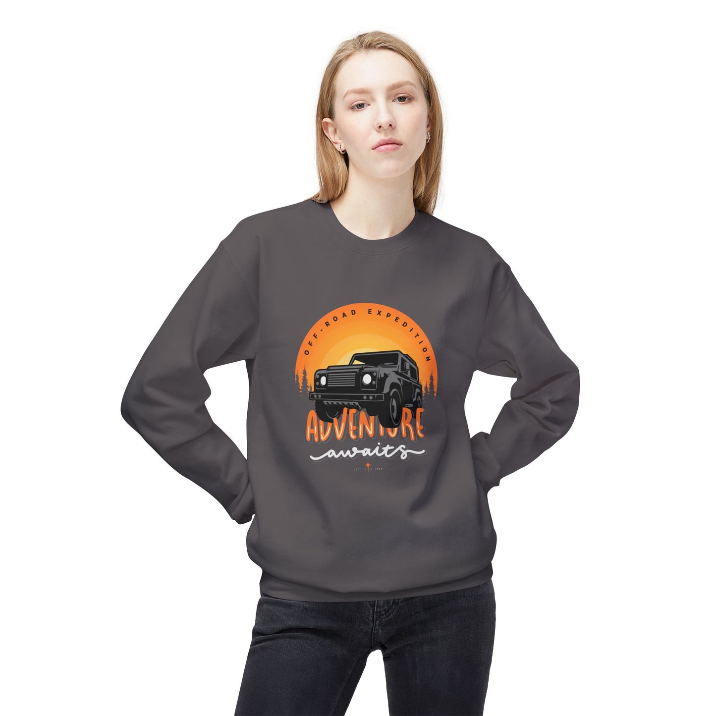 Adventure Awaits - Unisex Midweight Softstyle Fleece Crewneck Sweatshirt - 10744