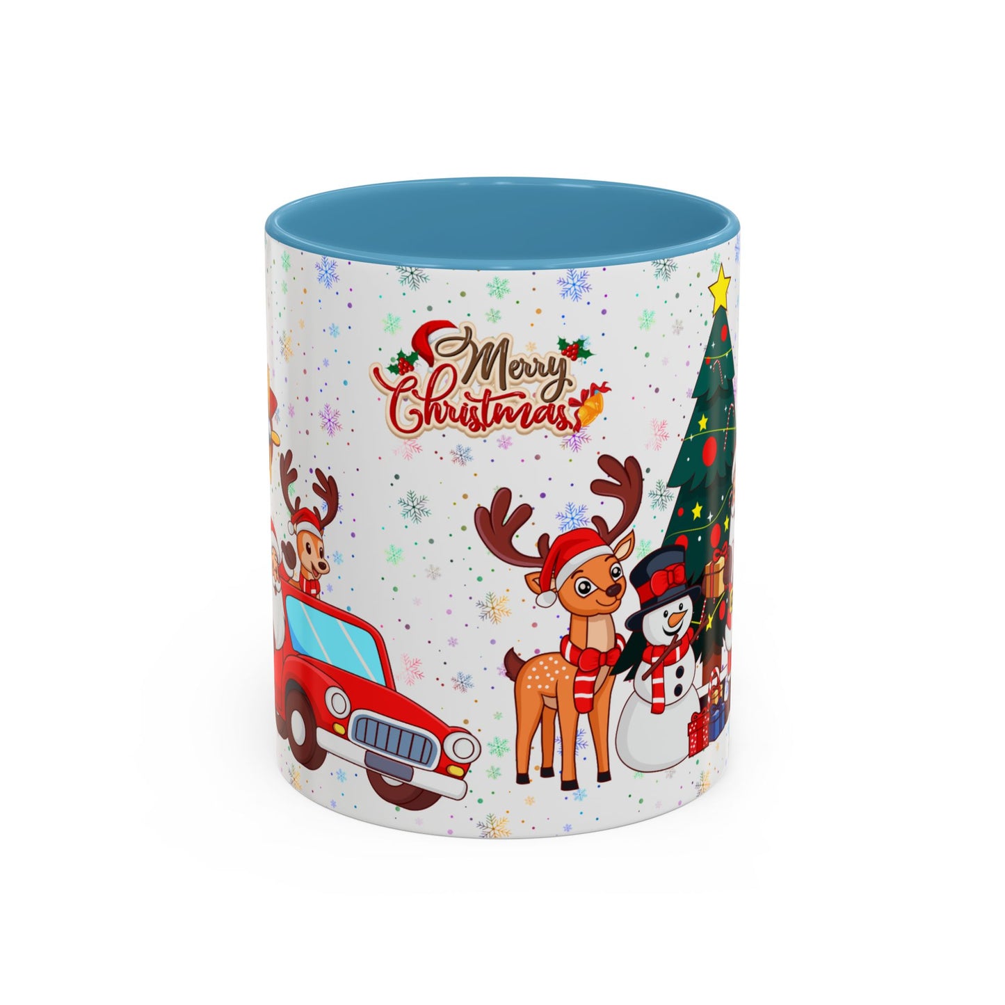 Christmas Party, Santa, Snowman, Reindeer - Accent Coffee Mug (11, 15oz) - 10426