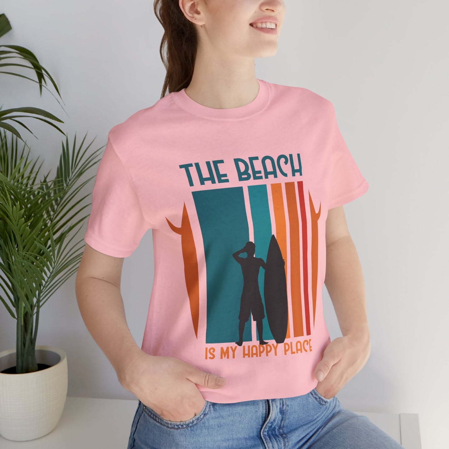 The Beach Is My Happy Place - Unisex Jersey Short Sleeve Tee