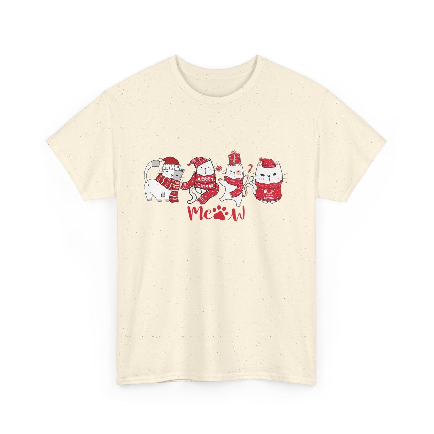 Cats, Merry Christmas - Unisex Heavy Cotton Tee - 10075