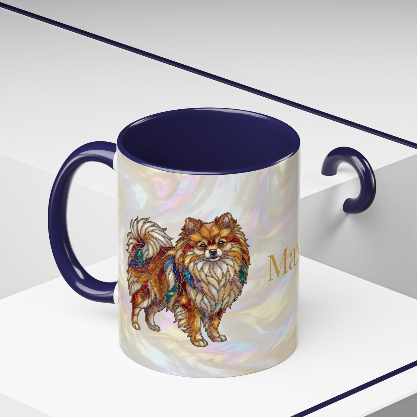 Pomeranian Accent Coffee Mug — Stained Glass Design (11/15oz) - 14638