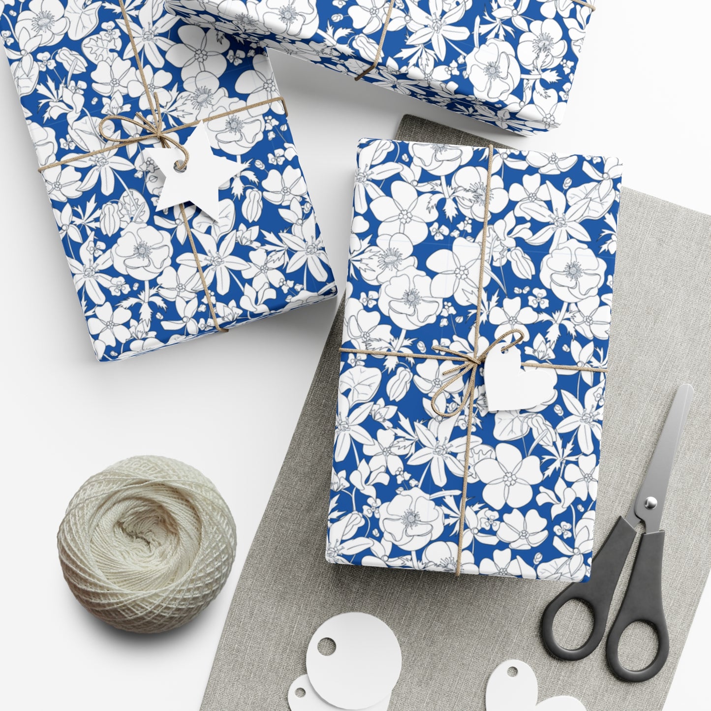 Vintage Blue, White Flowers - Gift Wrap Papers - 10255