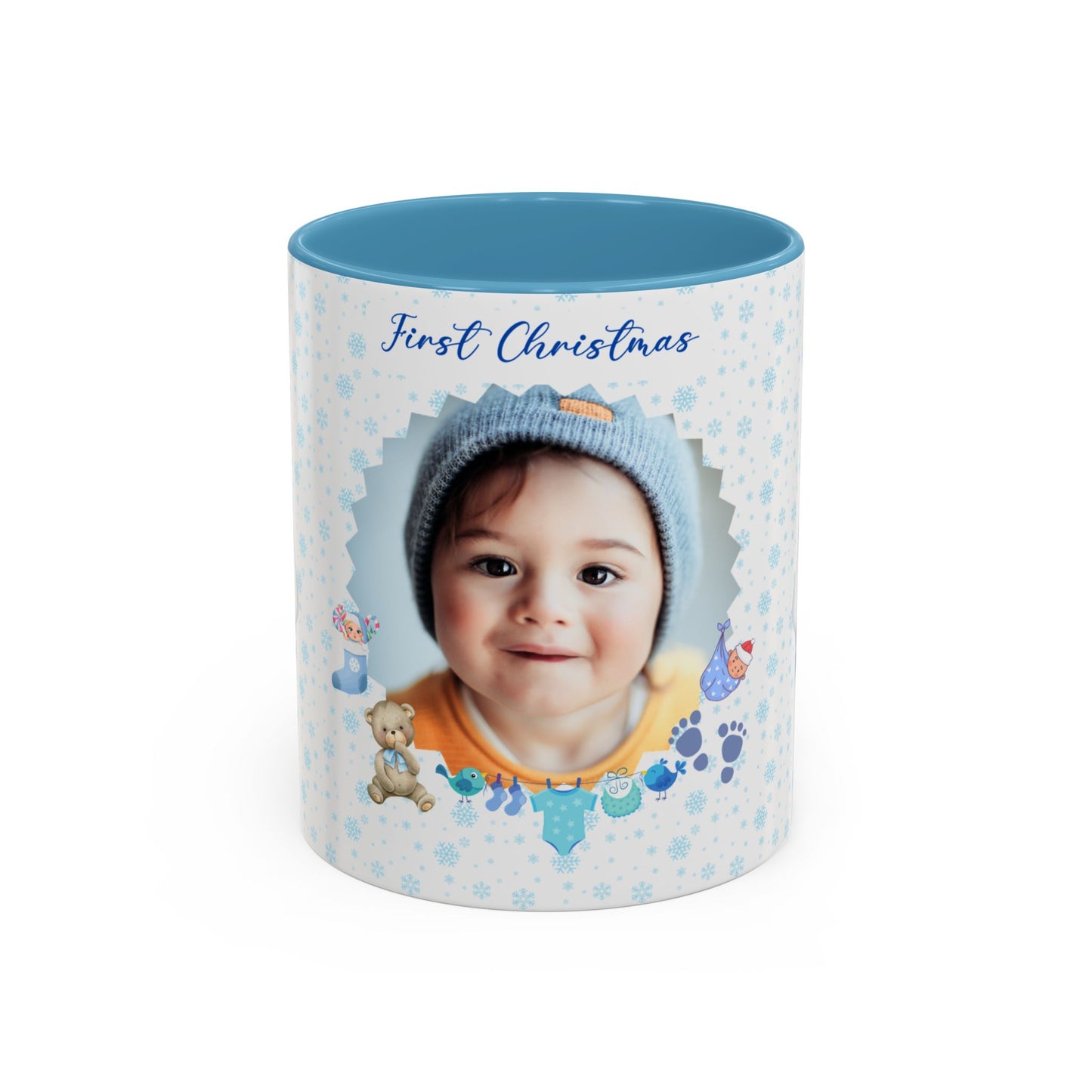 First Christmas, Baby boy, Customizable - Accent Coffee Mug (11, 15oz) - 10002