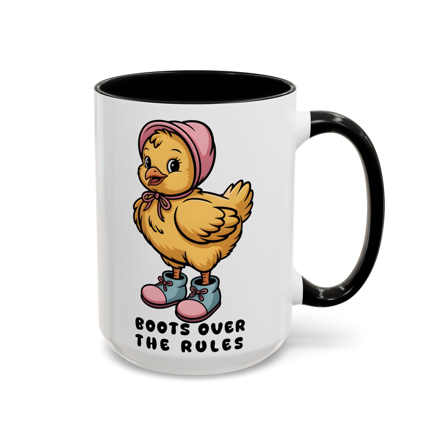 Boots Over The Rules Chick Mug – Cute Chicken Coffee Mug Funny Gift 11/15oz - 14862
