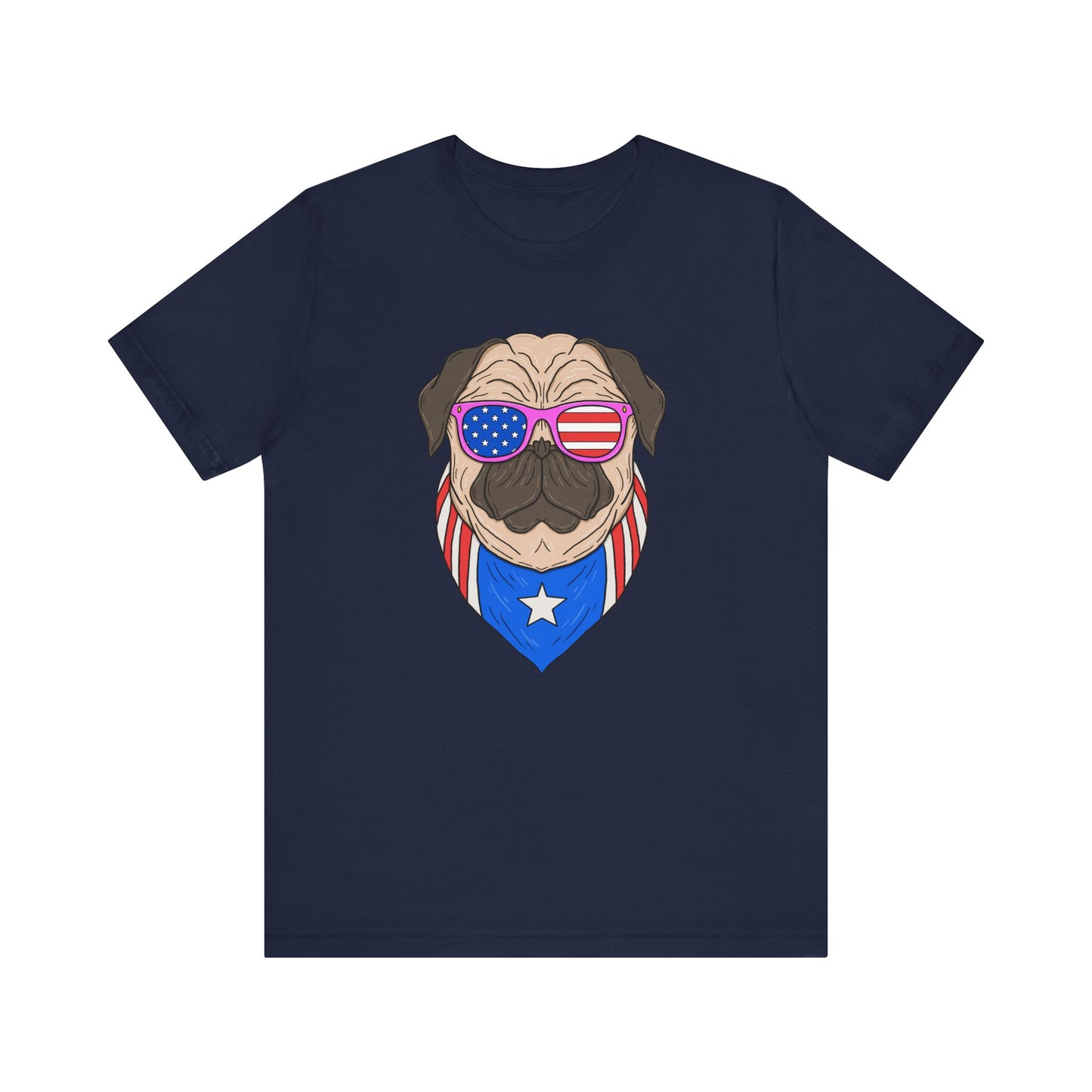 Patriotic Pug Tee, Independence Day T-Shirt, Dog Lovers Gift, Summer Casual Wear, Fun Family Outing Shirt - 13733