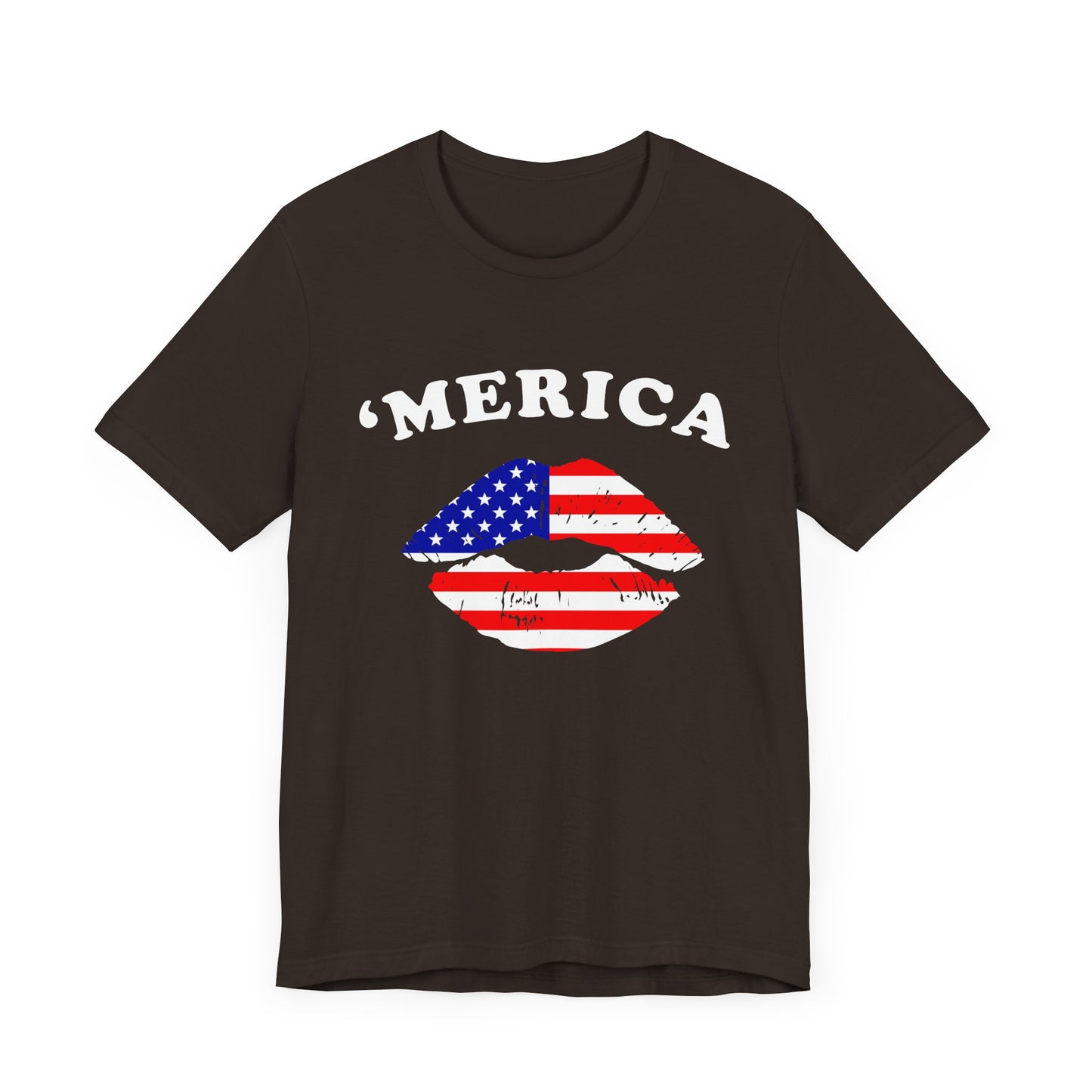 'Merica Unisex Jersey Tee, Patriotic Short Sleeve Shirt, USA Flag Design, Independence Day Apparel, Festival Wear, Summer Casual - 13519
