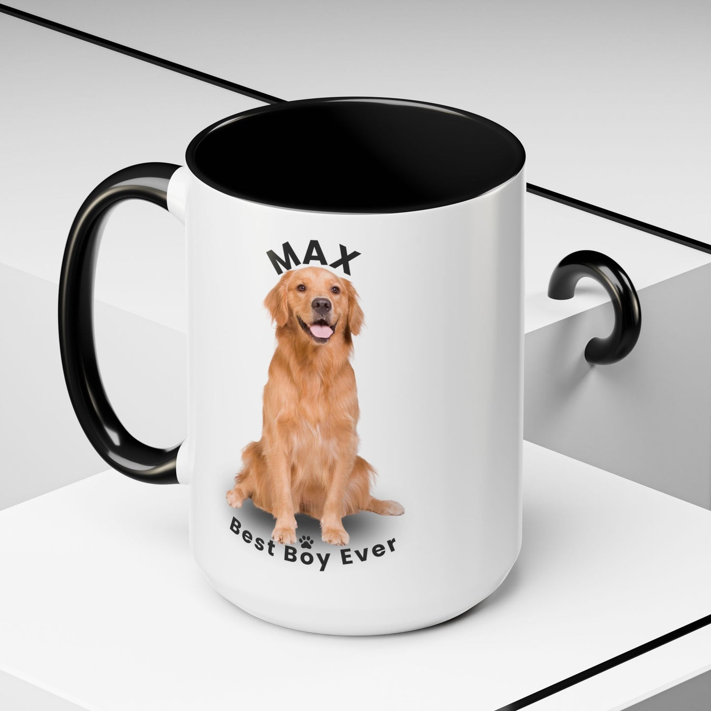 Personalized Golden Retriever Mug – Custom Dog Name “Best Boy Ever” Accent Coffee Mug | Pet Lover Gift - 14825