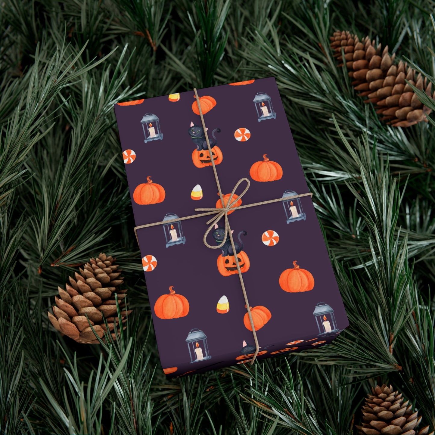 Pumpkin With A Black Cat - Gift Wrap Papers