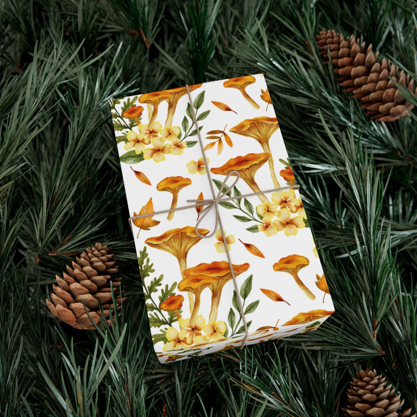 Mushroom & Flowers, Yellow - Gift Wrap Papers - 10241