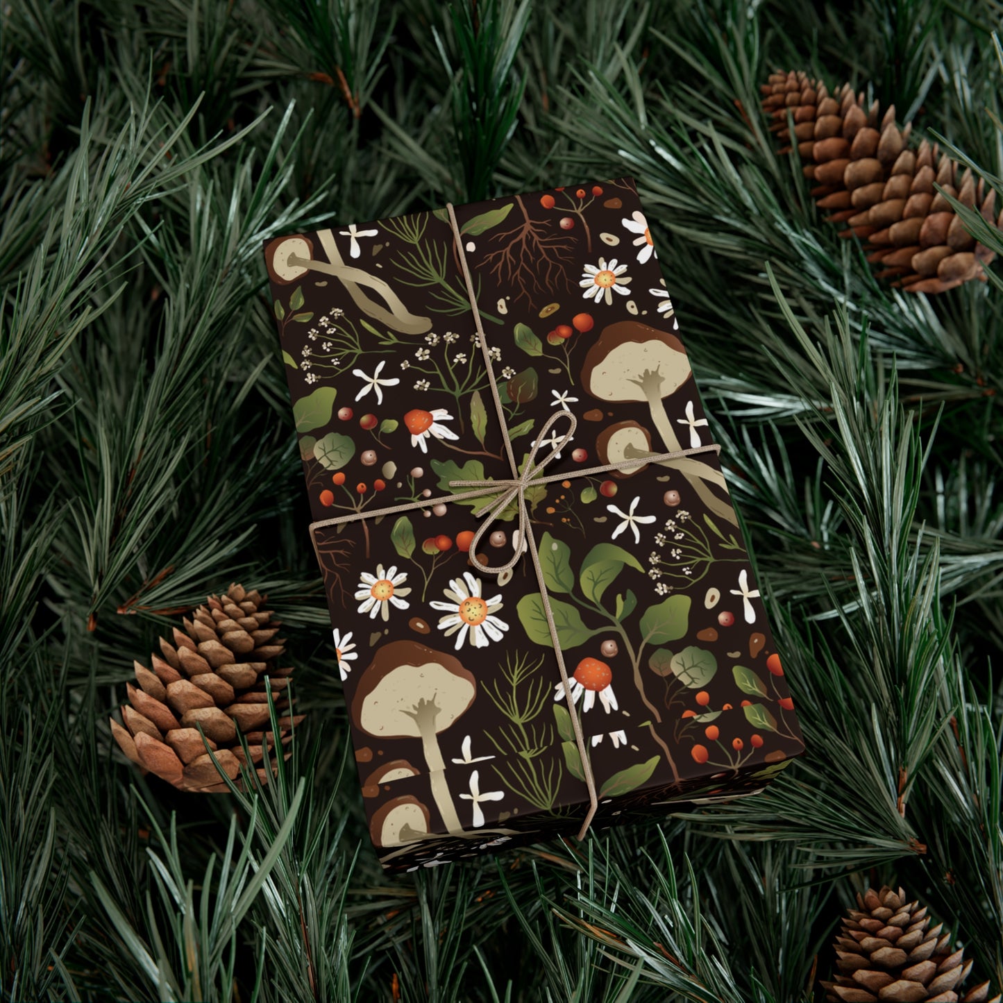 Dark Brown, Mushroom Pattern - Gift Wrap Papers - 10365