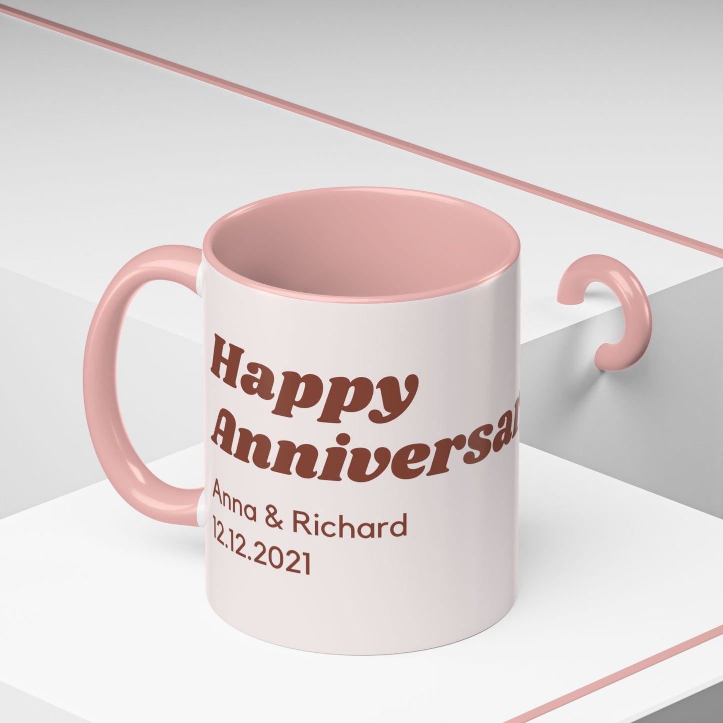 Happy Anniversary,  Details Customizable - Accent Coffee Mug (11, 15oz) - 11137