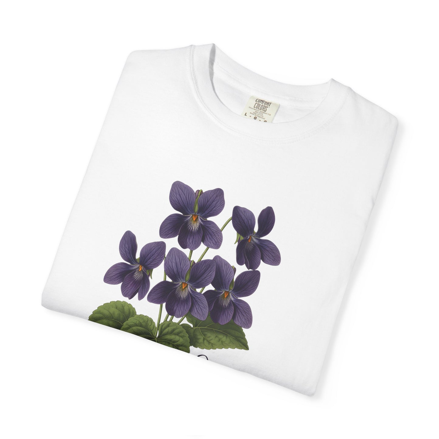 February Birth Flower Violet T-Shirt – Heavyweight Garment-Dyed Tee - 14694