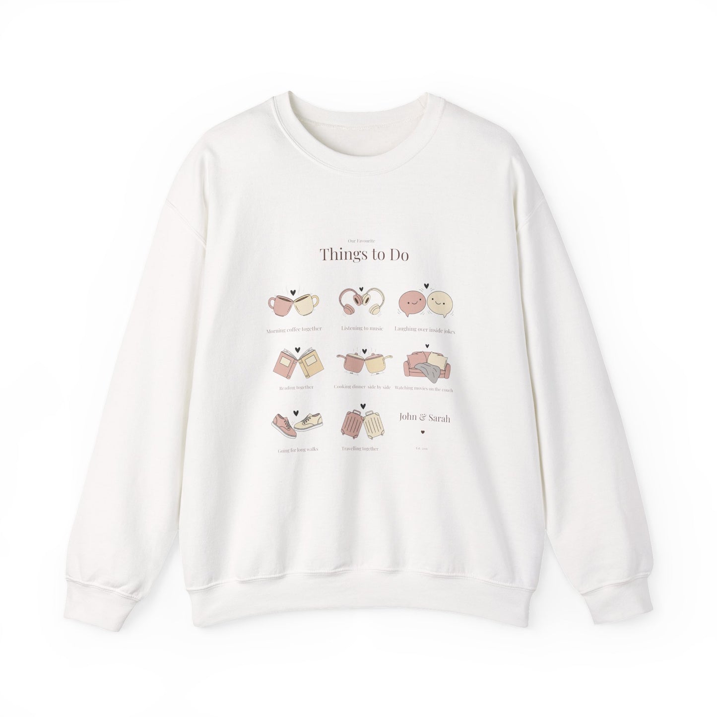 Our Favourite Things to Do Together – Personalised Illustration Crewneck Sweatshirt | Valentine’s Gift - 14726