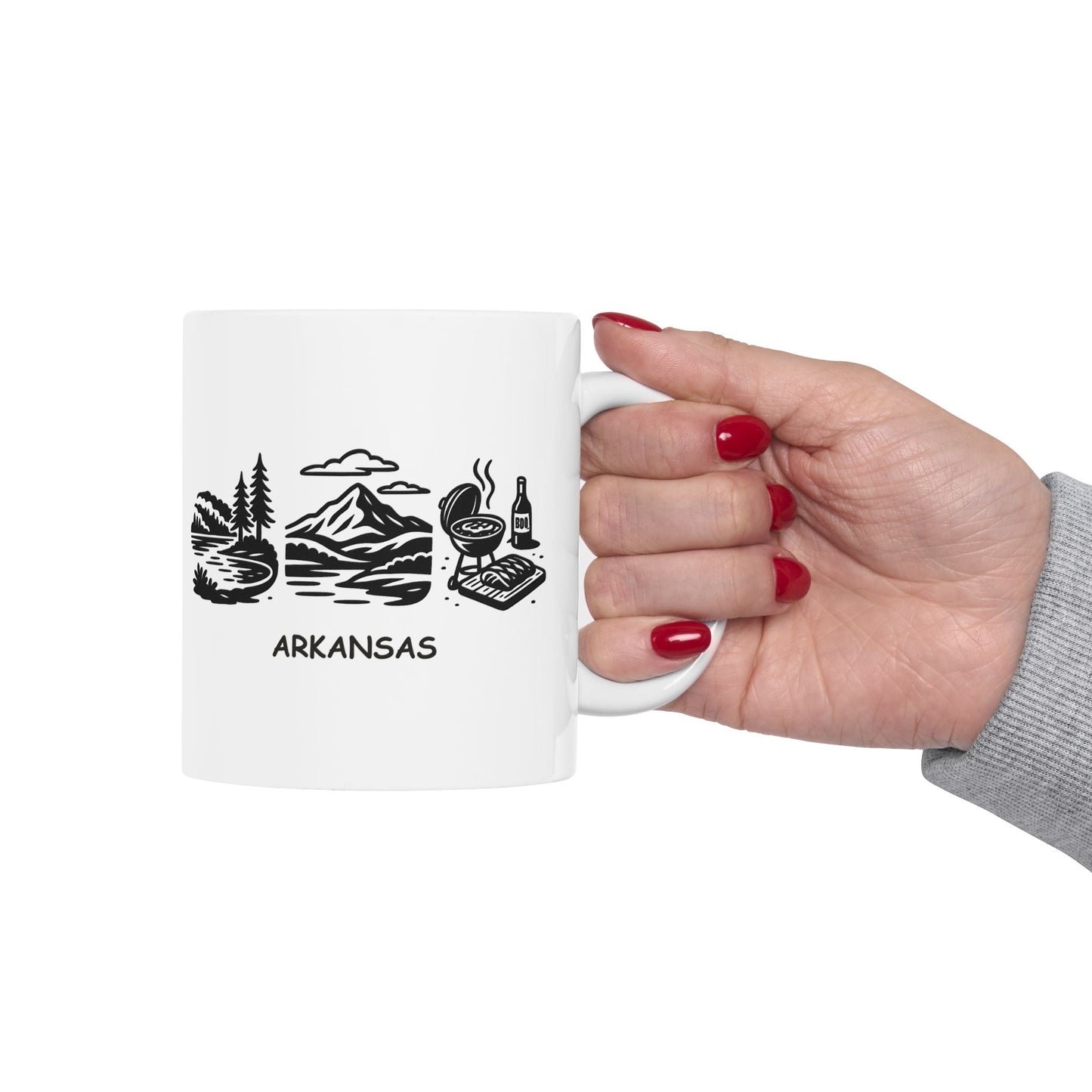 "In Arkansas, you’re never too far from a lake, a mountain, or a BBQ joint." Ceramic Mug - 13368